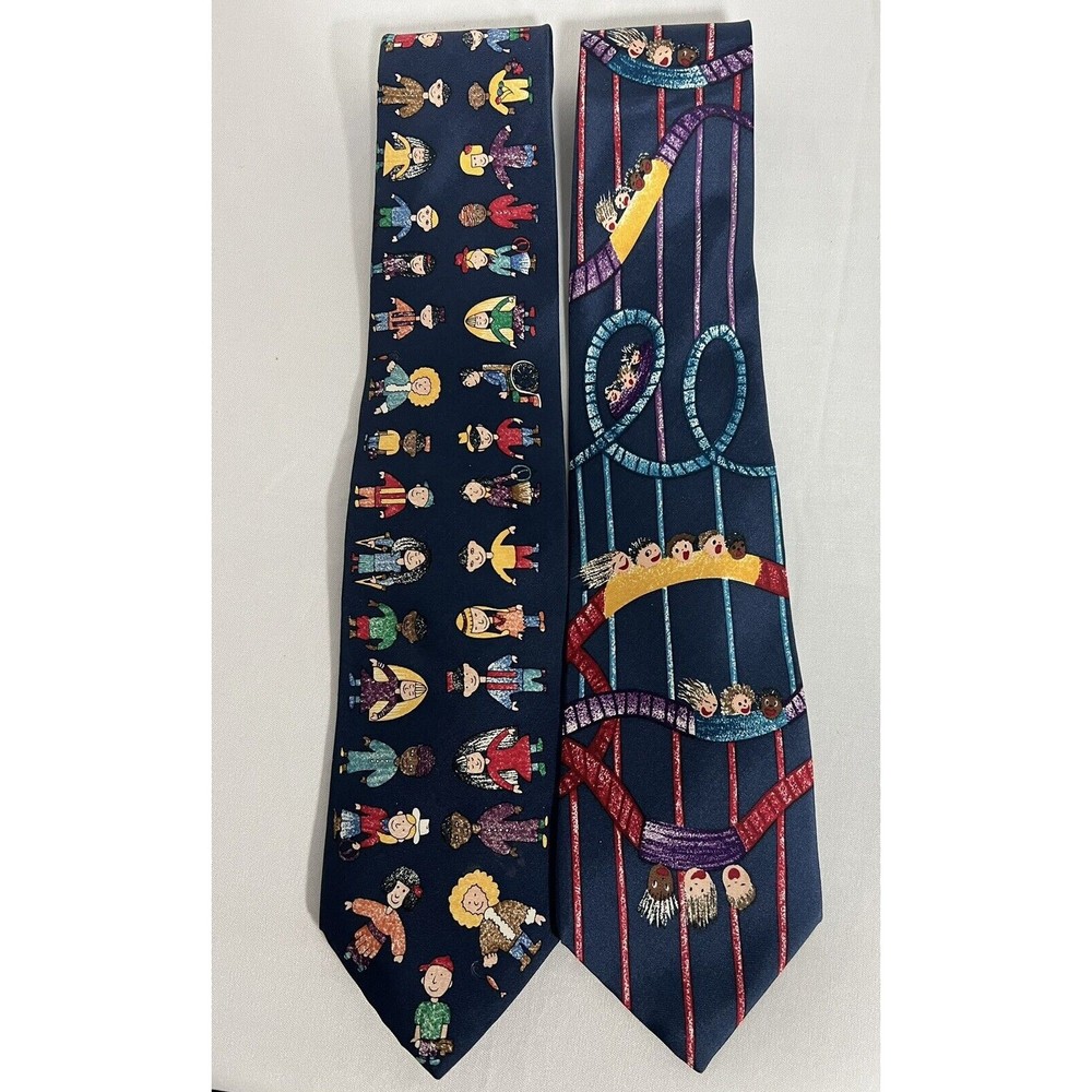 Save The Children Vintage Men's Fashion Necktie 57 Inches Lot Of 2
